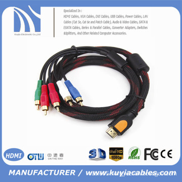 2014 New Arrival 5ft Full HD 1080P HDMI Male to 5 RCA RGB Audio Video AV Component Cable